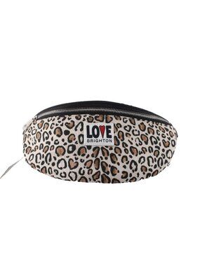 Brighton Belly Fanny Purse NEW $78 11 x 5 Brown White Animal Print Fabric Purse